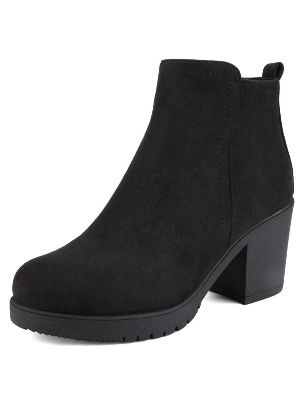 Women's Block Heel Ankle Booties Faux Suede Zip Chelsea Boots